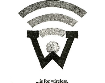 W is for Wireless - letterpress print