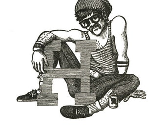 H is for Hipster - letterpress print