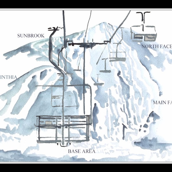 Mount Snow Ski Center Artist Signed Double Matted 8x10 Decorative Print