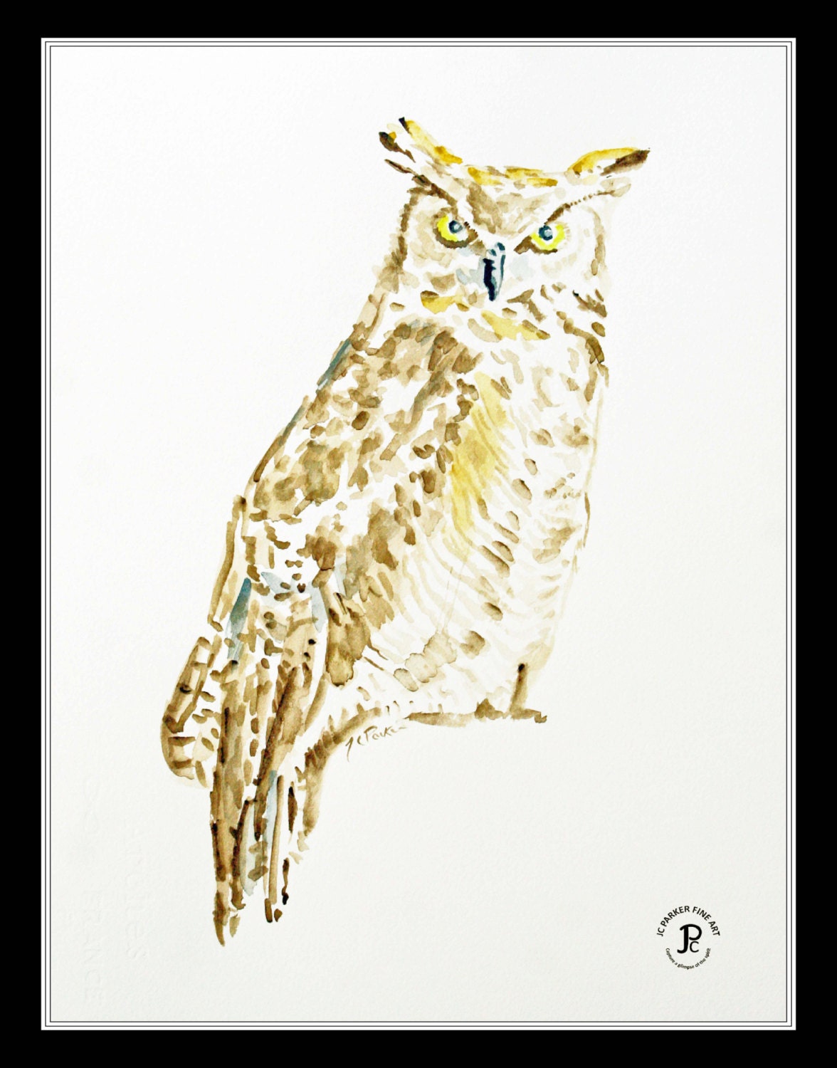 Great Horned Owl - 8x10 Artist Signed Double Matted Decorative Prints