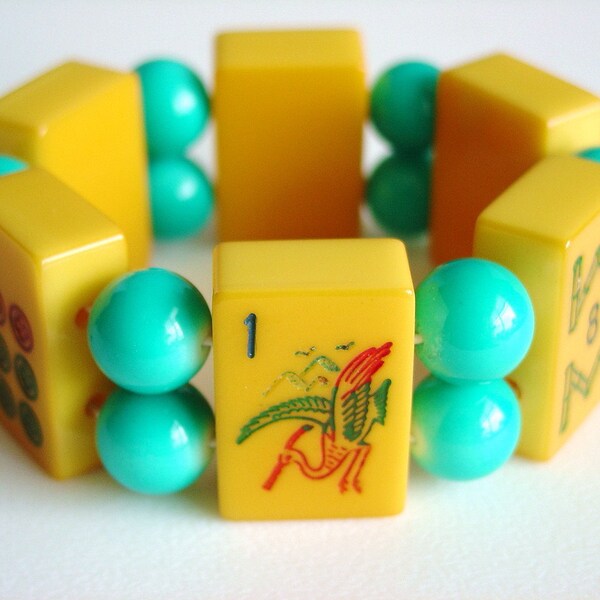 MahJong Bracelet /  Bakelite / Vintage / Aqua / Iris Apfel / Advanced STyle / Ari Seth Cohen / NYC / Jewish / Asian / Mahjongg / Mah Jong