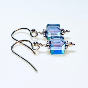 Purple Aurora Borealis Swarovski Crystal Earrings, Sterling Silver