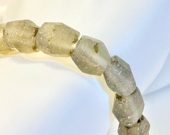 Chunky Recycled Faceted Gray Glass Bead Bracelet