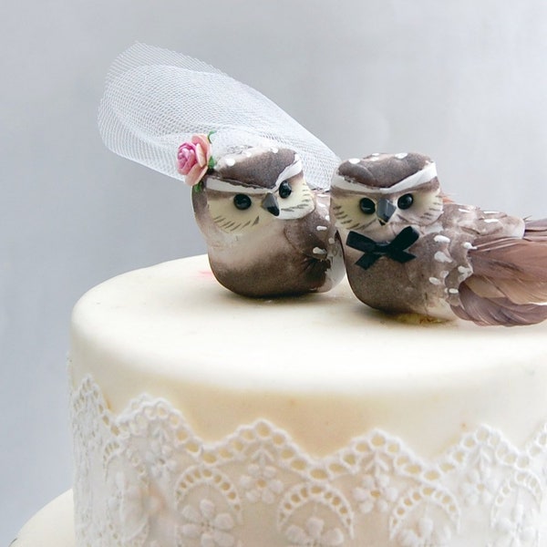 Barn Owl Wedding Cake Topper for Anniversary Engagement or Rehearsal Dinner