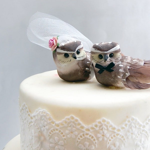 Schleiereule Hochzeitstorte Topper für Jubiläum Verlobung oder Rehearsal Dinner