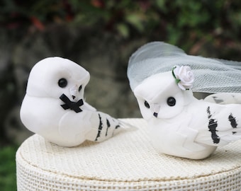 White Owl Cake Topper for Wedding Anniversary Engagement Party or Rehearsal Dinner