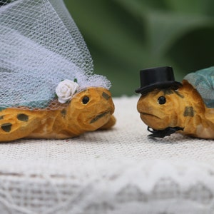 Sea Turtles Wedding Cake Topper for Beach or Destination Wedding Customized Carved Wood Keepsake image 1