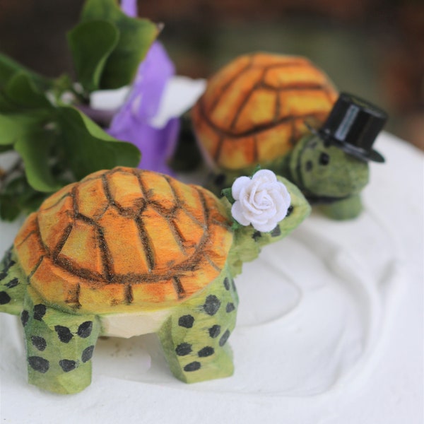 Décoration de gâteau de mariage tortue pour mariage en plein air, souvenir personnalisé en bois sculpté