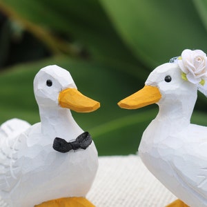 White Duck Goose Wood Wedding Cake Topper Newlywed Ornament Anniversary Gift