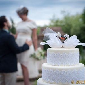 Swan Cake Topper Bride & Groom for Lake Wedding image 1