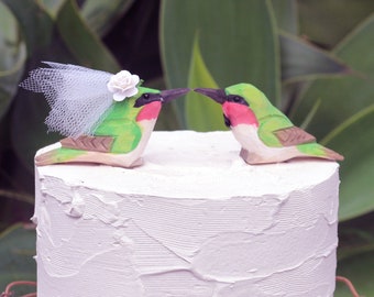 Adorno de pastel de boda de colibrí: Adorno de pastel de pájaro de amor de novia y novio