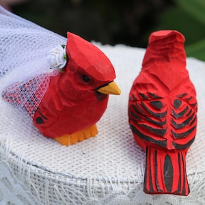 Carved Wood Cardinals Wedding Cake Topper recién casado ornamento aniversario regalo