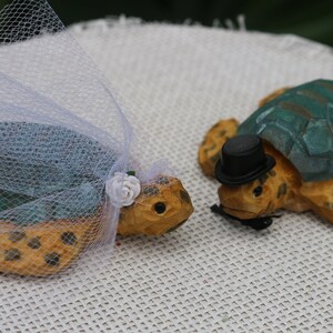 Sea Turtles Wedding Cake Topper for Beach or Destination Wedding Customized Carved Wood Keepsake image 3