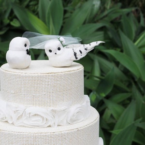 Snowy Owl Cake Topper for a Magical Wedding: Snowy Owl Bride & Groom image 7
