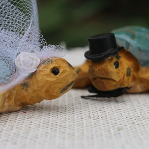 Sea Turtles Wedding Cake Topper for Beach or Destination Wedding Customized Carved Wood Keepsake image 6