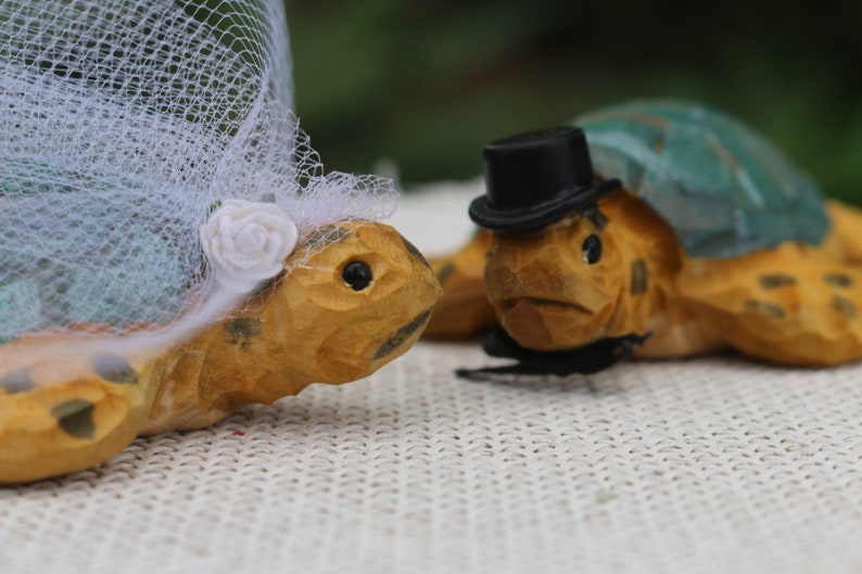 Sea Turtles Wedding Cake Topper for Beach or Destination Wedding Customized Carved Wood Keepsake image 6