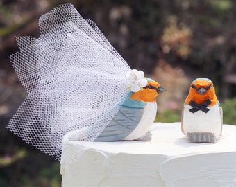Barn Swallow Wedding Cake Topper - Handcarved, customized, and personalized cake topper - For a farm fancy wedding!
