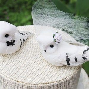 Snowy Owl Cake Topper for a Magical Wedding: Snowy Owl Bride & Groom image 4