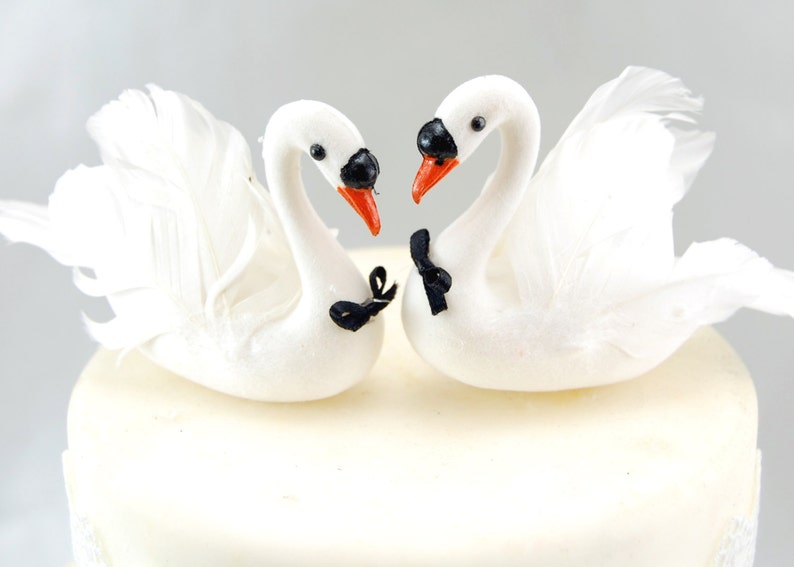 Swan Cake Topper Bride & Groom for Lake Wedding image 5