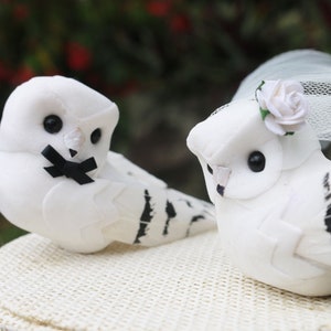 Snowy Owl Cake Topper for a Magical Wedding: Snowy Owl Bride & Groom image 5