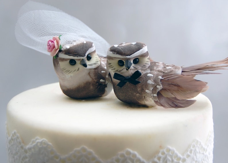 Barn Owl Wedding Cake Topper for Anniversary Engagement or Rehearsal Dinner image 2