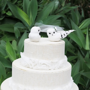 Snowy Owl Cake Topper for a Magical Wedding: Snowy Owl Bride & Groom image 6