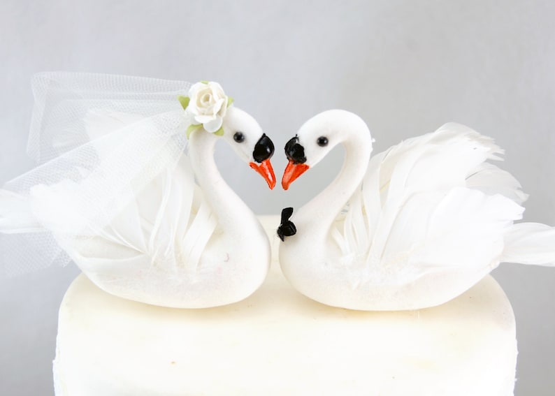 Swan Cake Topper Bride & Groom for Lake Wedding image 2