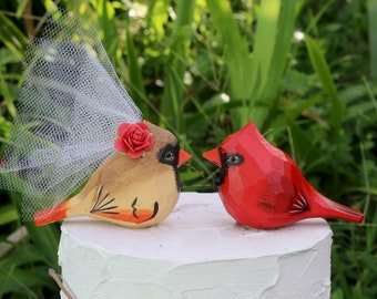 ¡NUEVO! Adorno de madera cardenal para tarta de boda, adorno para recién casados, regalo de aniversario