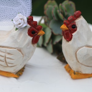 Hen Cake Topper for Lesbian Wedding: Farm Fancy Hens Bride & Bride Love Bird Cake Topper  by LoveNesting Cake Topper