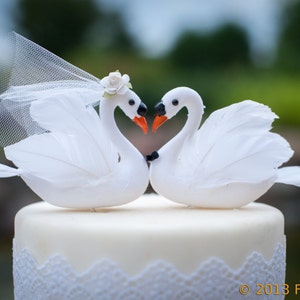 Swan Cake Topper Bride & Groom for Lake Wedding image 3