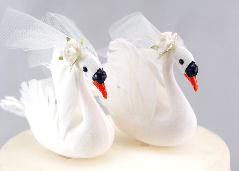 Swan Cake Topper Bride & Groom for Lake Wedding image 4