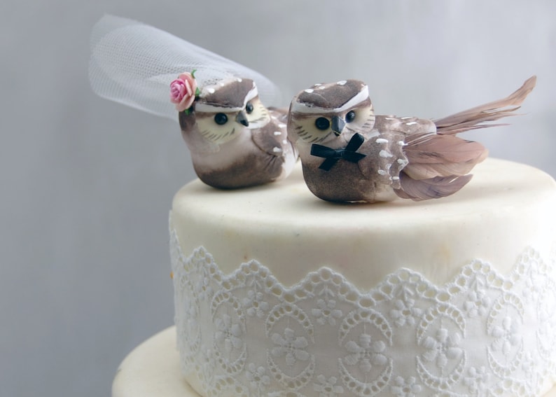 Barn Owl Wedding Cake Topper for Anniversary Engagement or Rehearsal Dinner image 3