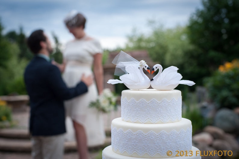 Swan Cake Topper Bride & Groom for Lake Wedding image 1