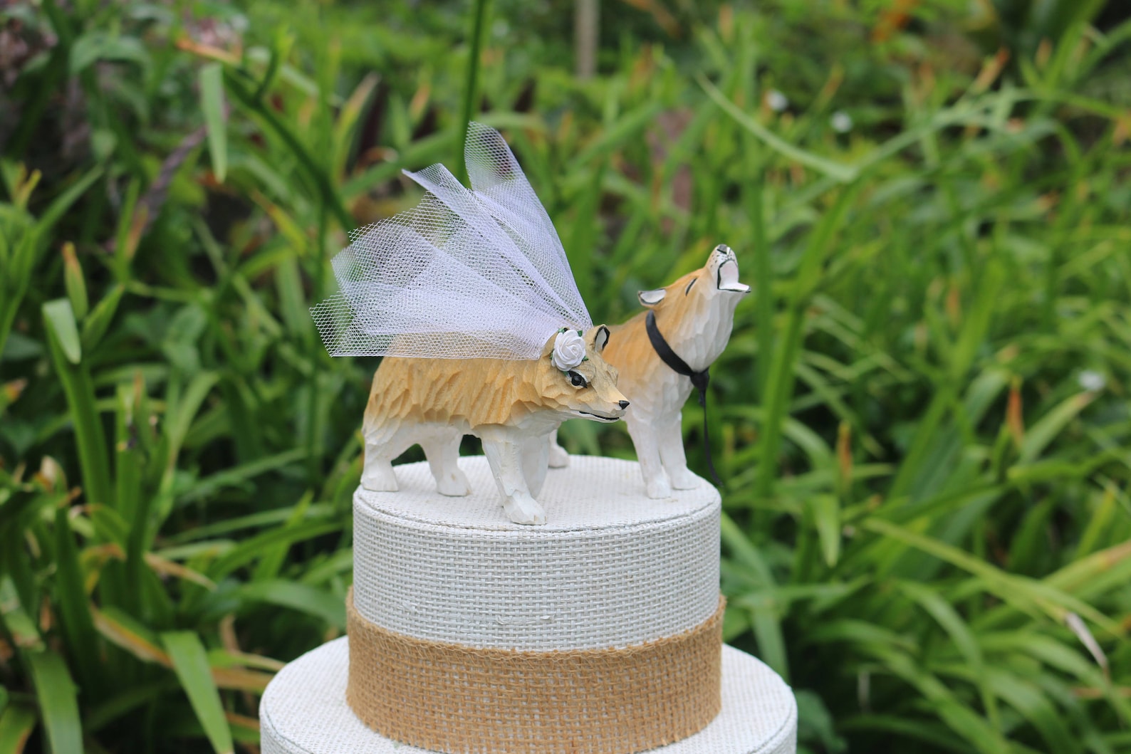 Timber Wolf Wedding Cake Topper Handcarved Wooden Bride & Etsy