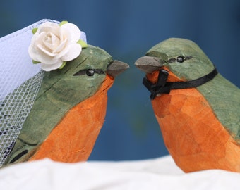 Robins Wedding Cake Topper Newlywed Ornament Bird Lover Anniversary Gift