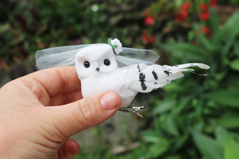 Snowy Owl Cake Topper for a Magical Wedding: Snowy Owl Bride & Groom image 8