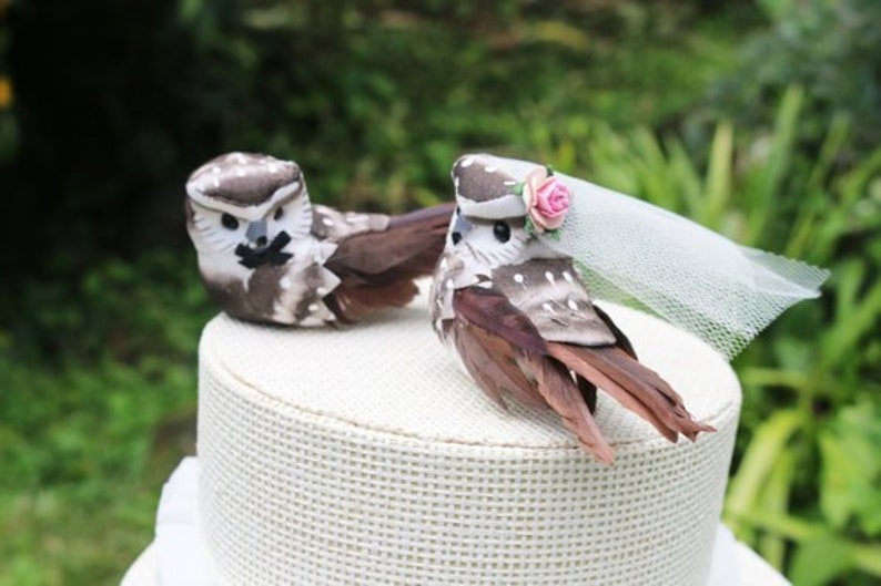 Barn Owl Wedding Cake Topper for Anniversary Engagement or Rehearsal Dinner image 7