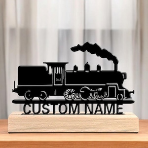 Custom Train Name Plaque, Personalized Locomotive Metal Sign, Kids Room Decor, Gift for Boys, Steam Engine Name Sign, Train Wall Art