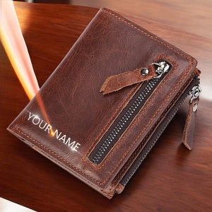 Billetera personalizada / Billetera de cuero de vaca para hombre / Regalo para él / Billetera personalizada / Billetera grabada / Billetera con iniciales / Billetera para hombre