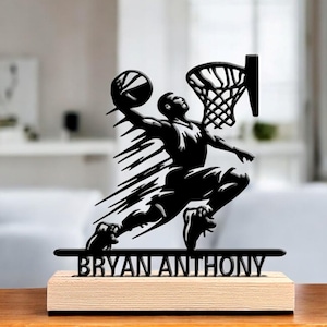 Custom Basketball Name Plaque, Personalized Dunking Player Metal Sign, Sports Room Decor for Boys, Basketball Gift, Custom Name Sign