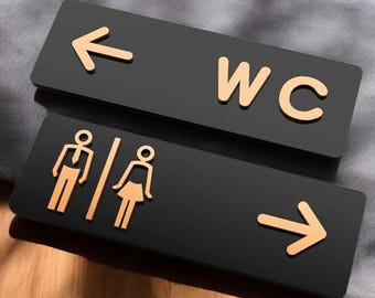 Letrero de baño acrílico moderno para él, letrero de baño para hombres, letrero para puerta de baño para hombres, letrero de baño moderno para hombres, placa de baño en blanco y negro