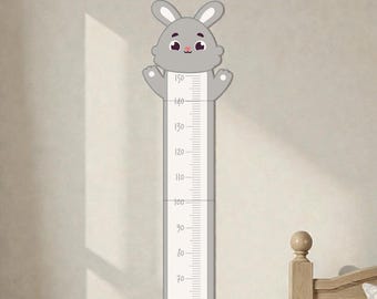 Grafico altezza coniglio personalizzato per bambini, righello di crescita personalizzato, decorazione da parete per la cameretta dei bambini, regalo per baby shower, ricordo in legno, regalo per la festa della mamma