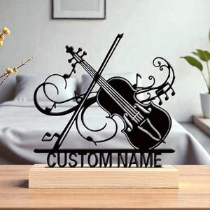 Art mural en métal personnalisé joueur de violon, plaque nominative personnalisée, décoration de salle de musique, cadeau pour musiciens, souvenir rustique