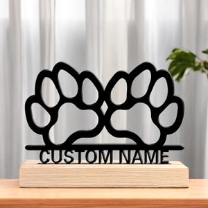 Custom Paw Print Name Plaque, Personalized Pet Name Sign with Paw Design, Animal Lover Wall Decor, Gift for Dog or Cat Owner, Name Sign