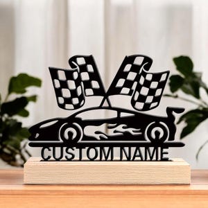 Custom Racecar Name Plaque, Personalized Racing Car Metal Sign, Boys Room Decor, Gift for Kids Who Love Cars, Custom Name Wall Sign