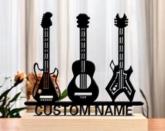 Custom Guitar Name Plaque, Personalized Music Room Sign, Guitar Player Decor, Gift for Musicians, Custom Name Sign for Kids or Adults