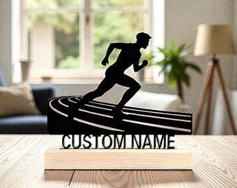 Decorazione murale in metallo personalizzata per corridori, targa con nome personalizzato, decorazione per la sala sportiva, regalo per atleti, ricordo di atletica leggera