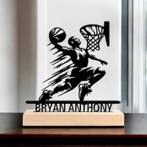 Custom Basketball Name Plaque, Personalized Basketball Wall Sign, Dunking Player Room Decor, Custom Name Sign for Kids, Sport Room Gift Idea