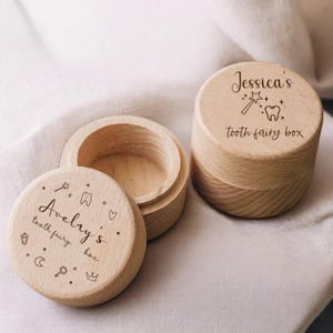 Caja del Hada de los Dientes - Caja de madera personalizada para monedas del Hada de los Dientes - Caja de madera para guardar dientes - Regalo de bautizo - Caja personalizada para guardar dientes de leche