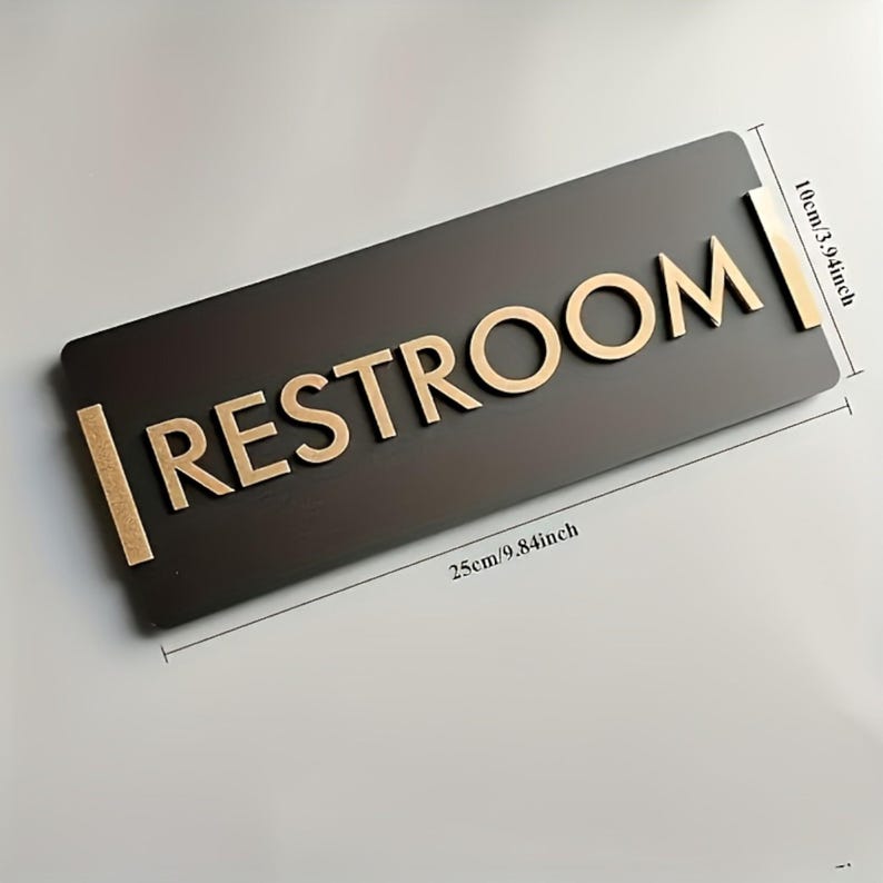 Restroom Wall Sign, Modern Acrylic Door Plaque, Minimalist Bathroom ...